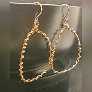 Sterling Silver Hoop Earrings, Rose Gold Wrap Hoops